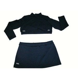 Youth 4XL XXXXL Cheerleader Uniform 40 Top 36 Skirt W/ Built In Shorts Navy Blue